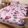 3-teiliges K-Pop Dämonenjäger Druck Spannbettlaken-Set Mehrere Größen Schlafzimmer Wohnheim Bettdecke Dekoration Maschinenwaschbar