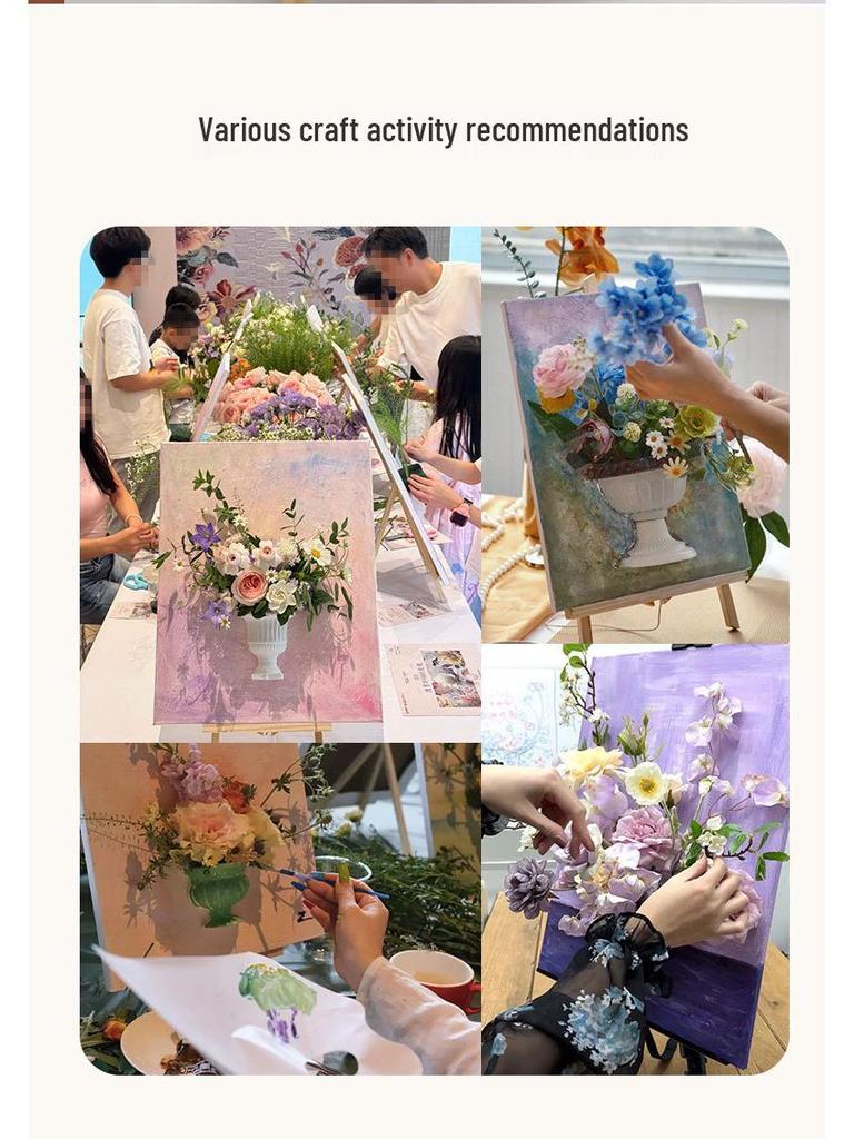 3D French Flower Arrangement DIY Kit: Monet’s Garden Oil Painting with Preserved Flowers & Plaster Ornaments - Ideal for Team Building Activities