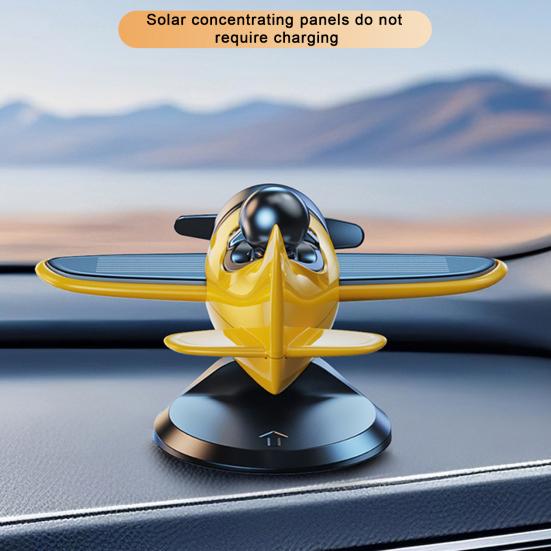 Solar Airplane Car Ornament Multifunctional Solar Powered 360-Degree Rotating Car Dashboard Airplane Ornament
