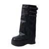 Lange Stiefel Damen neue Herbst Muffin dicksohlige plissierte geraffte Stiefel schwarz retro hohe Hose Ritterstiefel