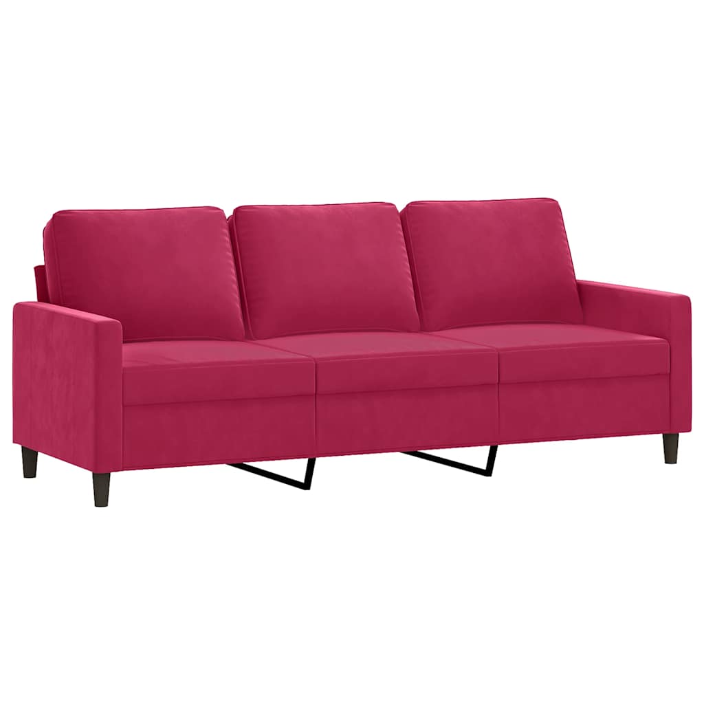3 Seater Sofa Burgundy 180 Cm Velvet