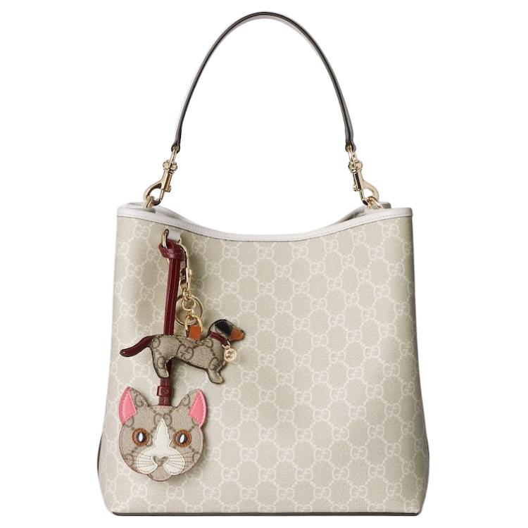 Gucci GG Emblem Logo Print GG Monogram Coated Canvas Shoulder Tote Bag Small Women handbags Beige White 815103-FAD6L-9641