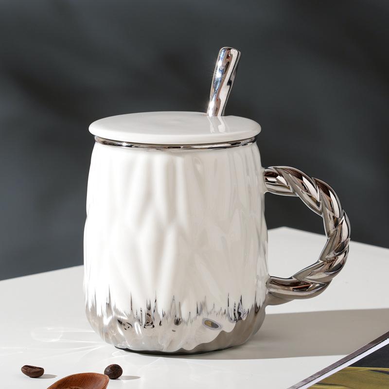 Embossed Ceramic Cup High Value Mug Set Household Water Cup Office Coffee Cup Ins Cup