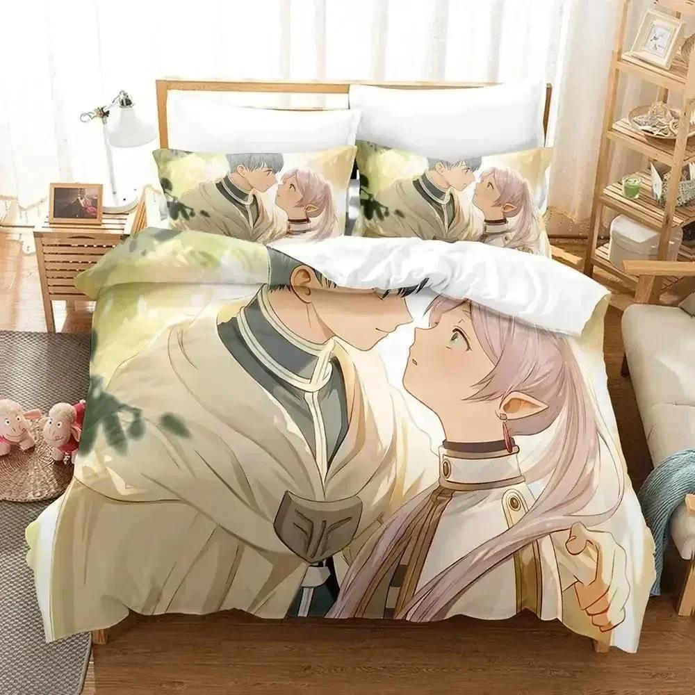 3D Print Anime New Frieren Printed Bed Set Duvet Cover Pillowcase Bedding Set Bed Linen Sheet Quilt Cover Full Queen King Size
