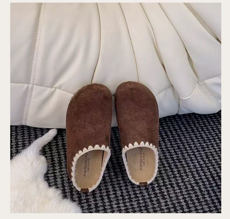 

Ретро замшевые Boken полушлепанцы 2025 ранняя осень новинка кружево толстая подошва ощущение лени увеличенные ленивые сумка голова тапочки 35