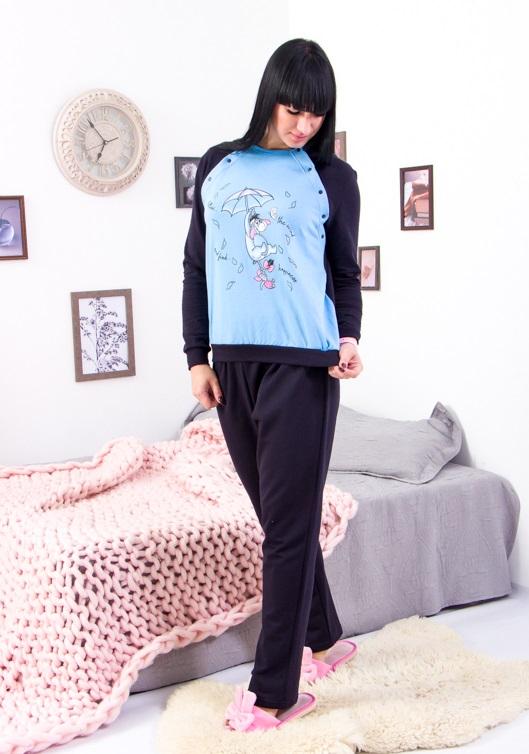 

Pajamas – Women s Nursing Cotton Fleece with Buttons, Demi-season, 8306-023-33 HC M синій