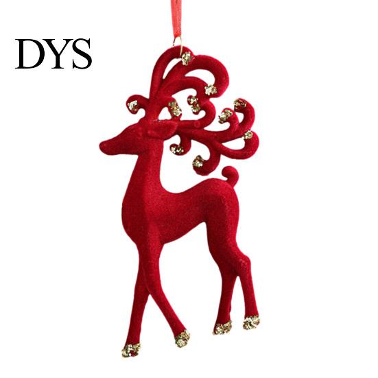 Bell Holiday Ornaments Christmas Red Flocking Wreath Snowfall Elk Noel Home Party Decor Pendant Snowy Winter for Tree Hanging Decorations