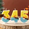 Cartoon Excavator Number Cake Candles for Creative Birthday Party Decorations