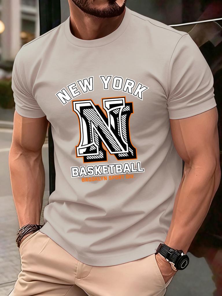 New York Brooklyn Basketball Print T Shirt Men Summer AllMatch Streetwear Trendy ONeck Clothes Cotton Oversized Man TShirts
