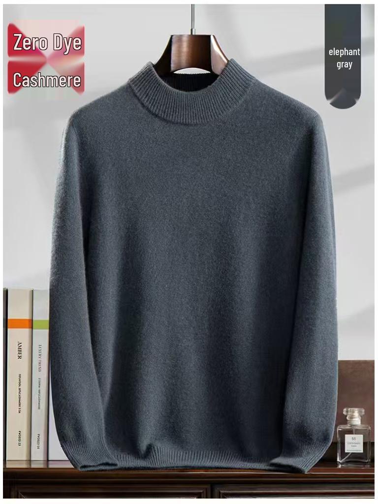 Men's Cashmere High Neck Sweater - Warm Base Layer for Autumn & Winter, Business Casual, Double Strand, Classic Design.