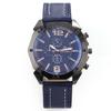 Men's Korean Style Casual Leather Strap Quartz Watch with Big Dial and Unique Design