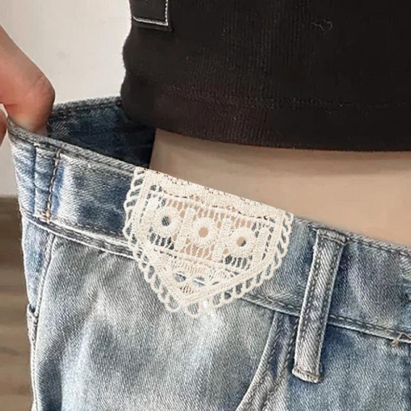 5Pcs Cotton Jeans Waist Expander Soft Hollow Lacework Adjustable Waist Extenders for Men Women Daily Wear