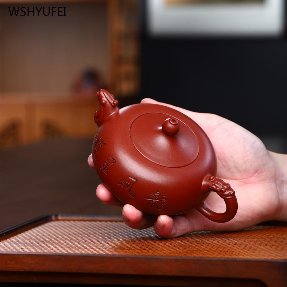 Yixing Original Mine Dahongpao Kartendeckel Lila Tontopf Longfeng Chengxiang Teekanne Kung Fu Teeset 220 ml Teekanne