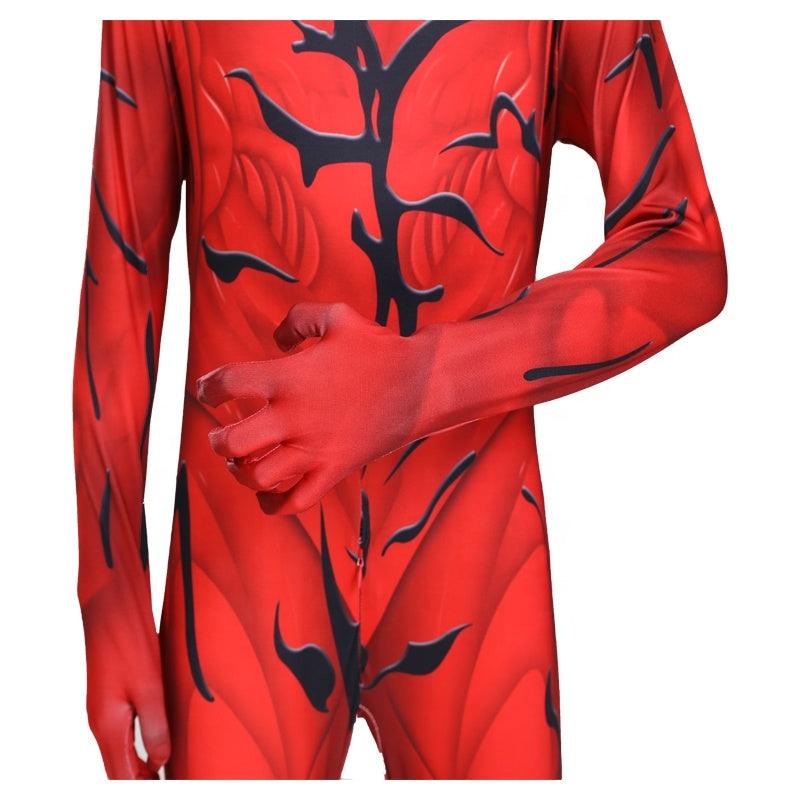 Kids Venom Halloween Costume Set with Mask Superhero Cosplay Spandex Red Black 6-7 Years 140cm