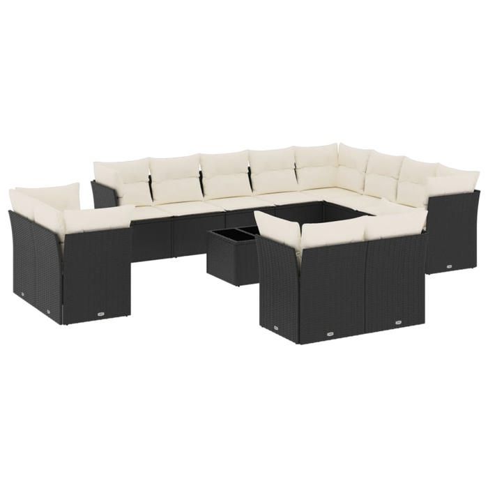 VidaXL Garden Lounge Set with Cushions 13 Pcs Black Braided Resin 3218536