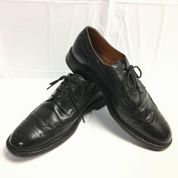 

JOHN BROMMEL S Made in Italy Vintage Wingtip Business Shoes Black size 8 26.5-27.0 Men s