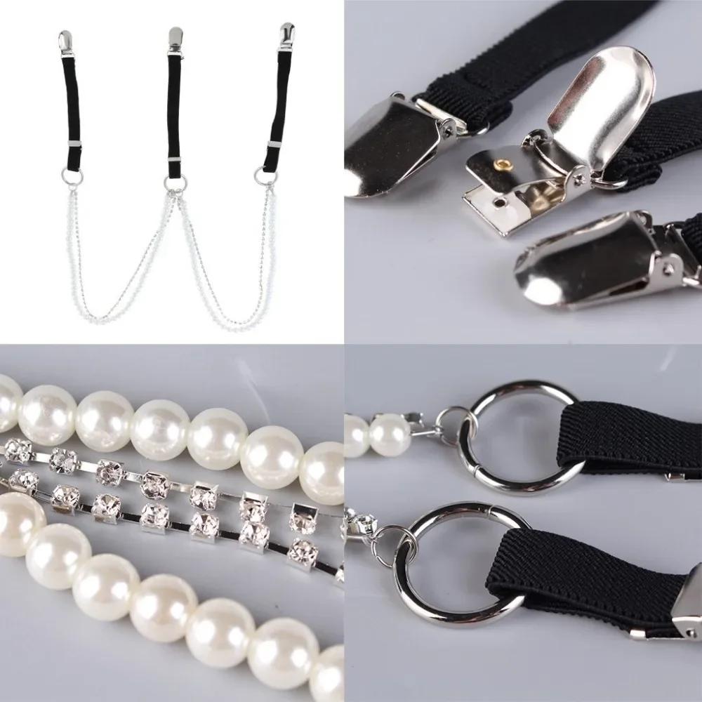 Fashion Elastic Pearl Suspenders Elegant Adjustable Adjustable Straps Back Versatile Suspenders Braces for Women