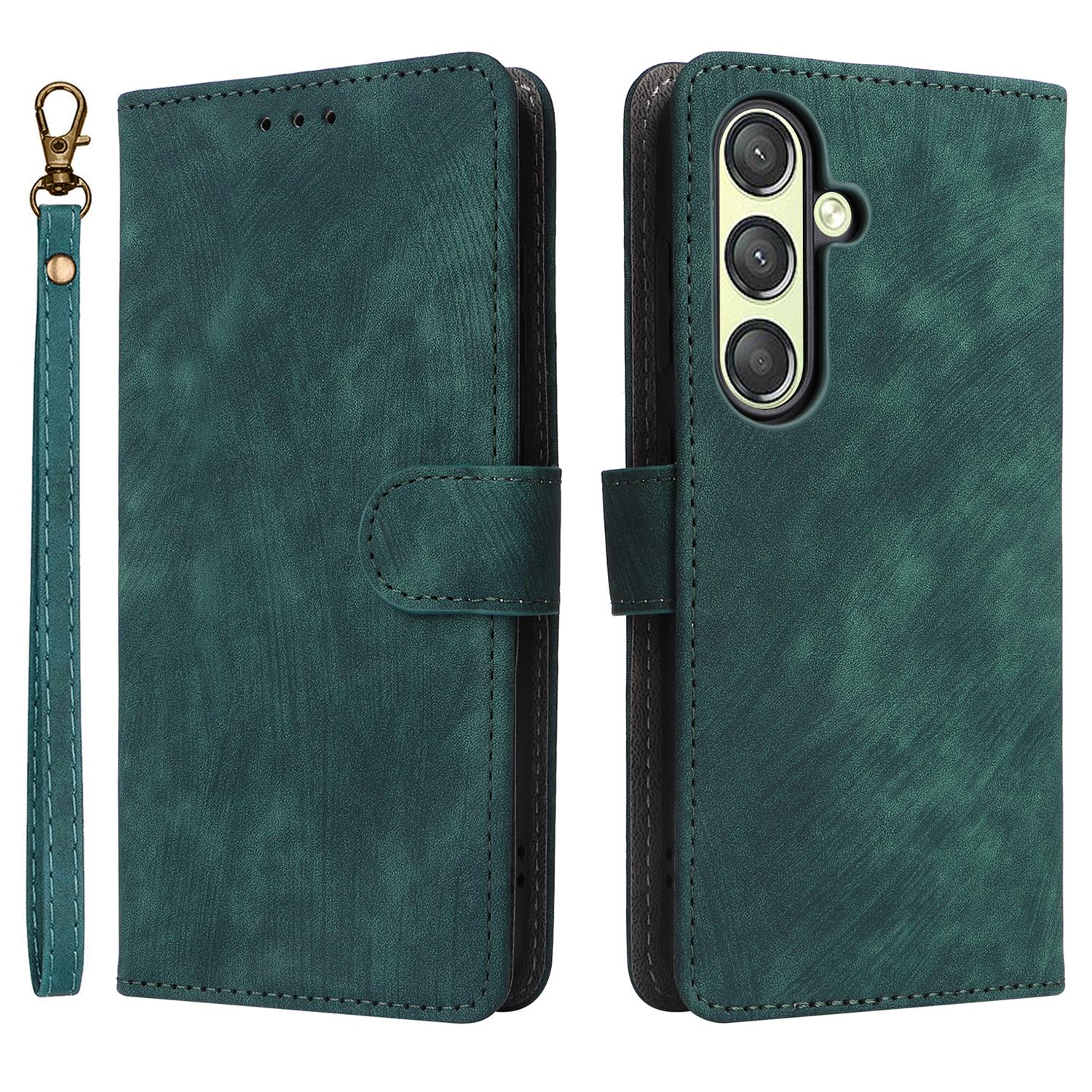 

Для Samsung Galaxy S25 чехол-кошелек с защитой от радиочастотной идентификации из искусственной кожи с подставкой для просмотра Green