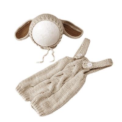 Baby Photography Costume for Infant Rabbit Ear Hat Suspender Pants Newborns Photo Suit Infant Skin-Friendly Photo Wear