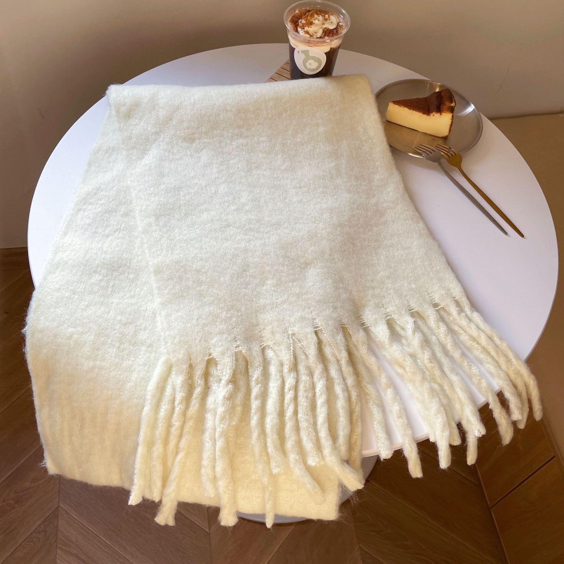 

Однотонный искусственный кашемировый шарф для женщин, подходит для зимы, подходит для пар, двойного назначения, теплый, длинный, толстый 235*36cm