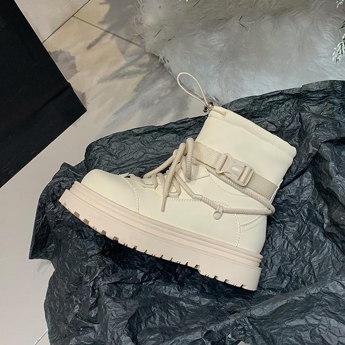 Snow Boots Women's Winter New Velvet Thickened Cotton Shoes Thick-soled Non-slip Fried Street Martin Short Boots Snow Boots