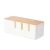 With Wooden Lid Desk Power Cable Box Storage Bin Power Wire Case Power Cord Case  Charger