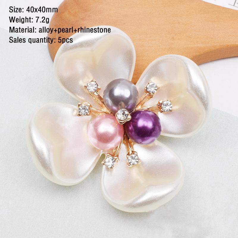 Rhinestone Brooch Buttons Embellishments Button Flat Back Pearl Flower Button For DIY Craft Jewelry Wedding Hair Accessory Decor