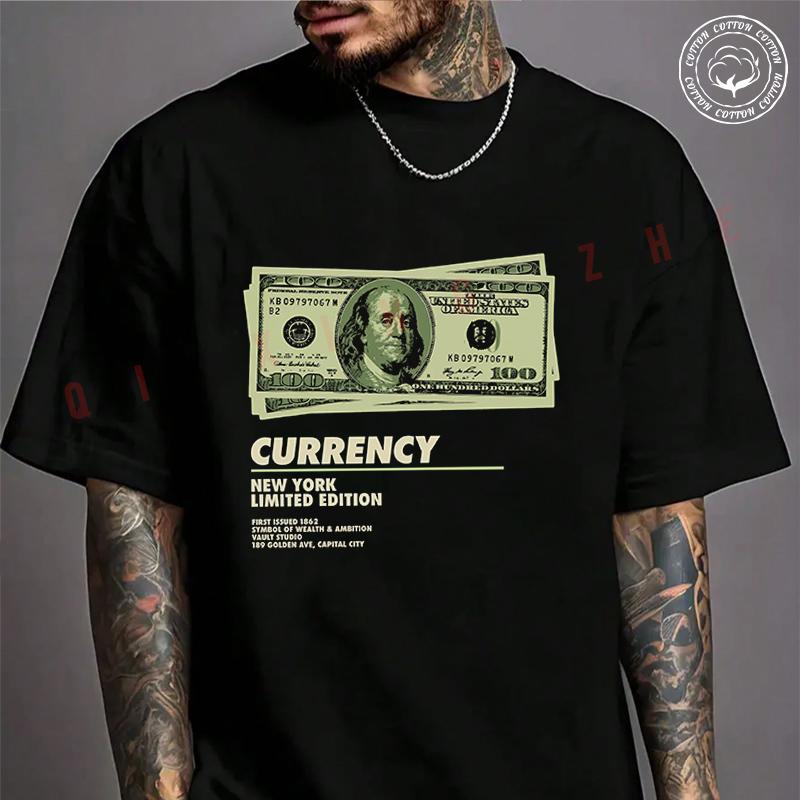 Moto Men's T-shirt Currency Creative Design Cotton T Shirt Short Sleeve Exquisite Design Essent