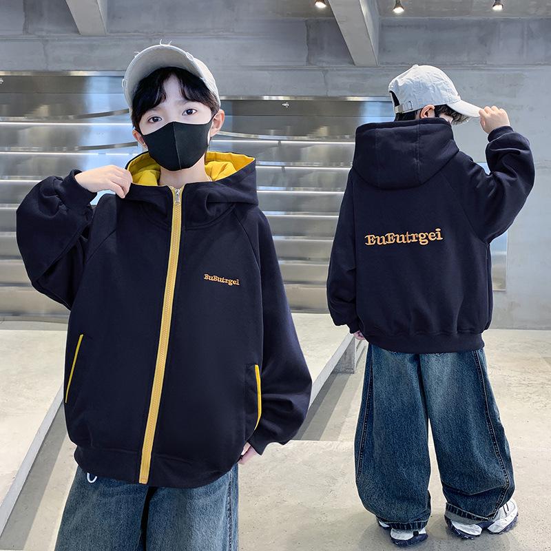 Boys' 2025 Autumn Hooded Top - Casual Korean Style for Older Kids