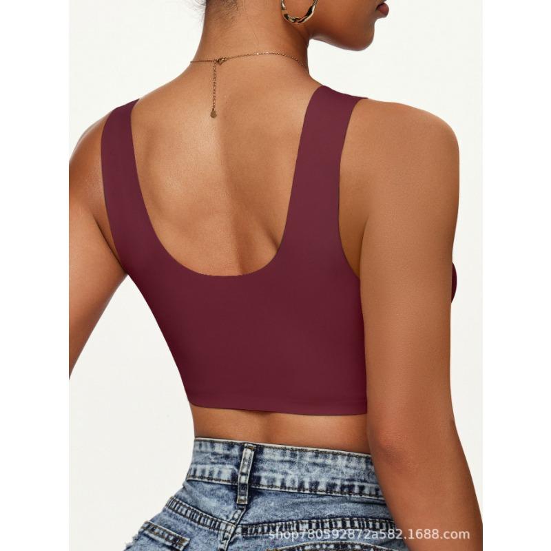Damen Sexy Spitze Schulterträger Frontverschluss Drahtlos Nahtlos Push-Up BH
