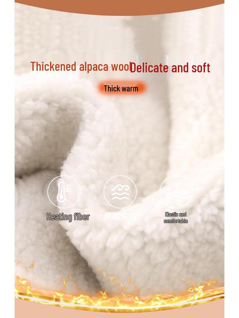 Girls' Fleece-Lined Lambswool Winter Pants: Thick, Warm, One-Piece Casual Wear for Middle and Big Kids