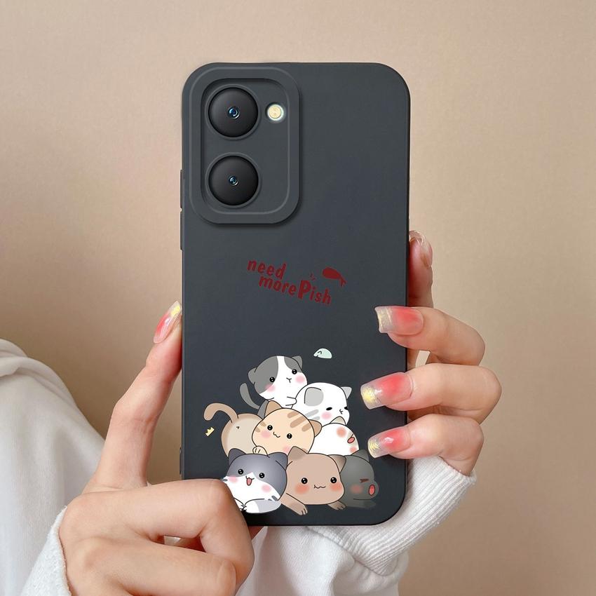 For Vivo Y03t iQOO Z9 Lite U5x Y18i Y18t Y02t Y400 Pro Cute Owl Cellphone Cover Camera Protection Liquid Silicone Anti Slip Shell For Vivo Bumper Case