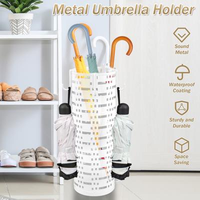 Metal Umbrella Storage Rack Free Standing Round Umbrella Bins Waterproof Hollow Umbrella Storage Bucket for Indoor Home Office