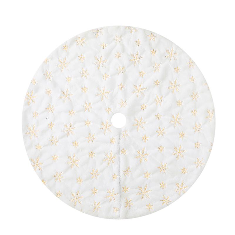 1pc Christmas Tree Skirt for Xmas Tree Holiday Party Decoration White Plush Gold Sequin Snowflake (Gold)