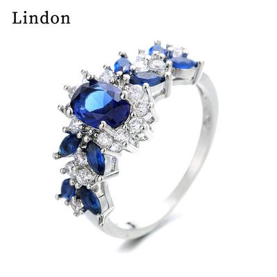 Lindon Classic Copper Alloy Zircon Ring Ladies Jewelry Wedding Promise Party Gift