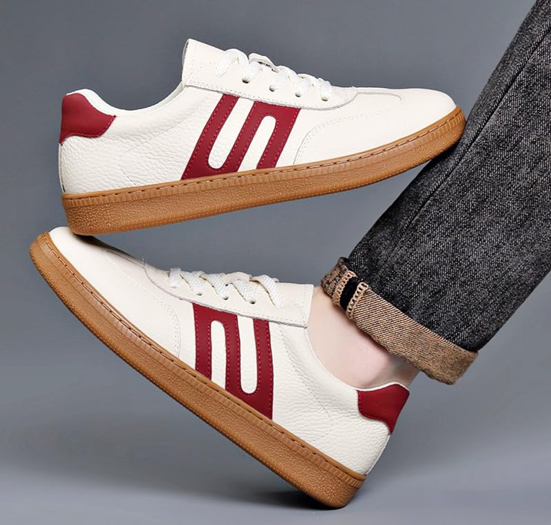 Leather Sneakers for Men and Genuine Mesh Latex Rubber Casual Sizes Numerical Japanese Shoe Size [Baseconet] Women, Unisex, Leather, Lining, Insole,