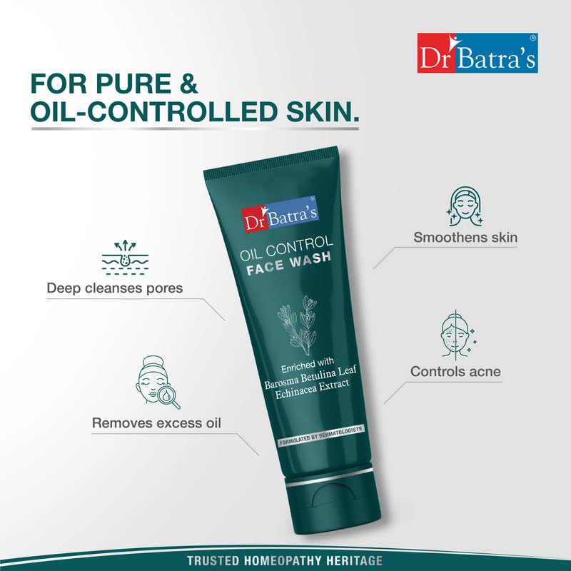 Dr Batra's Oil Control Face Wash Soap Free Lightweight Cleanser For Oily Skin Gentle Daily Use 50 g Pack Of 3