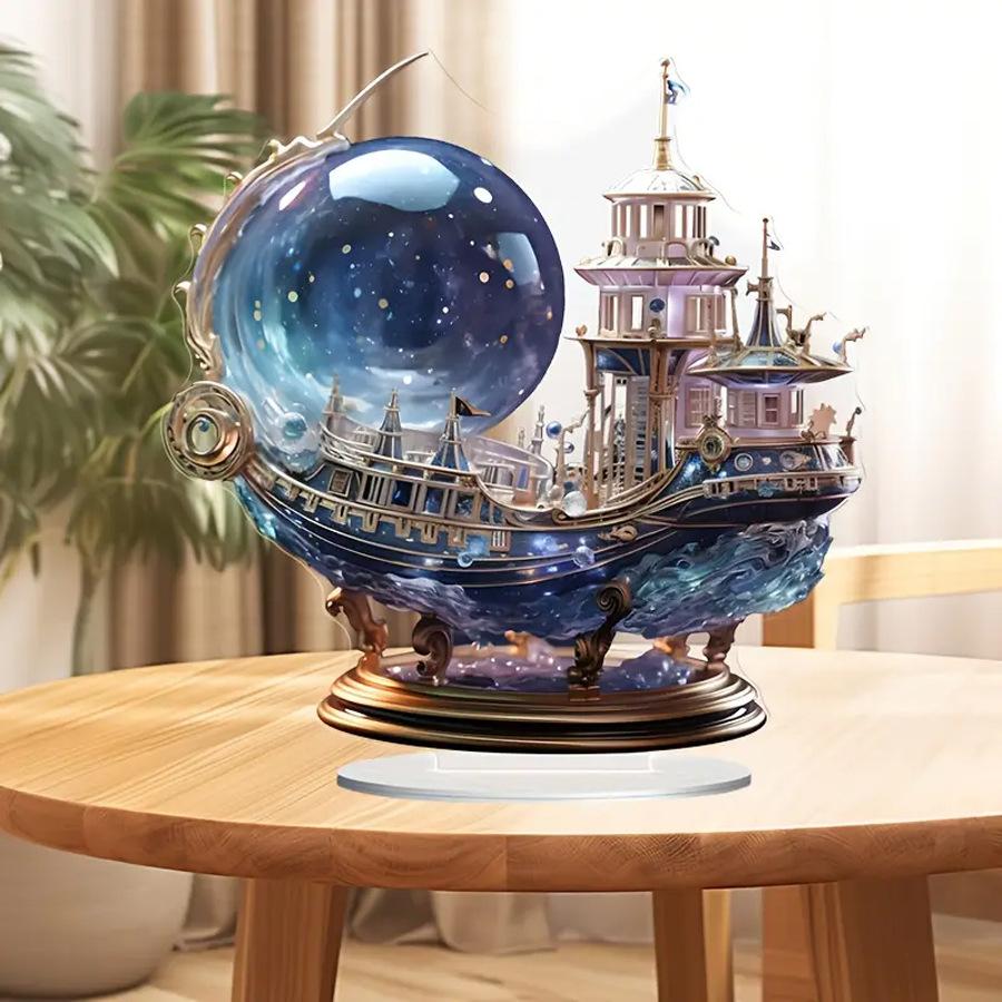 1pcs2D flat crystal pirate ship decoration ornament cruise crystal, home decoration, gift for classmates and friends