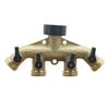 Brass EU/US 3/4" Female/Male Thread 4-Way Water Splitter With Valve Garden Irrigation  Multi-Way Joint Tap Pipe Nipple Connector