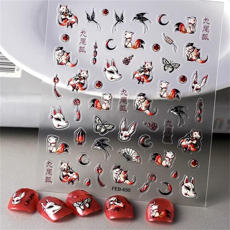 1pcs New 5D Bronzing Punk Moon Nail Art Charms Gothic Star Adhesive Slider Press on Nail Decoration Decals Accessories DIY
