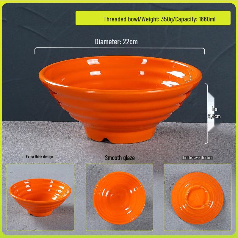 Pinmoya 22cm Orange Melamine Noodle Bowl