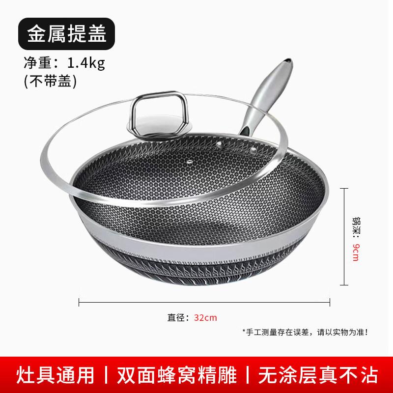 Shangheng SHZH-BXG008 32CM Stainless Steel Honeycomb Wok