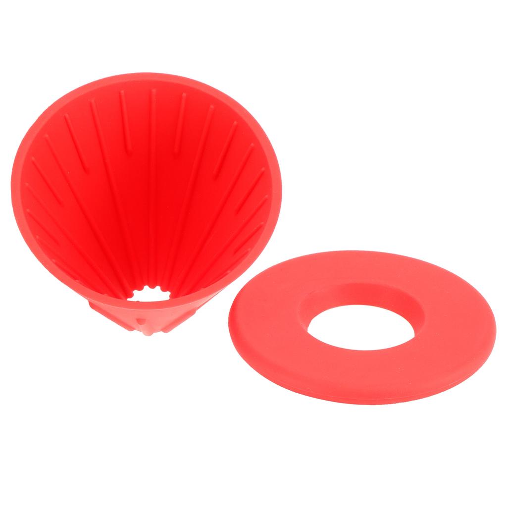 Wiederverwendbarer Silikonharz Kaffeefilter Sieb Abtropfer Kaffeemaschinenzubehör für Zuhause OutdoorRot