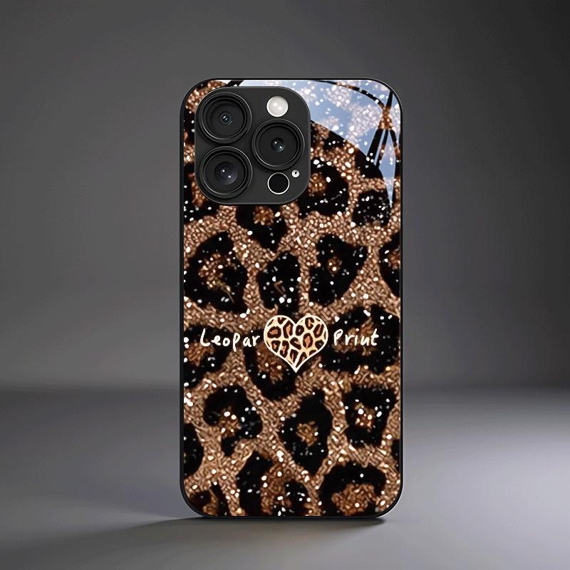 Liebesherz Leopardenmuster Gehärtetes Glas Material Handyhülle Für Samsung Galaxy S25 S24 S23 Ultra Plus FE Stoßfeste Hülle