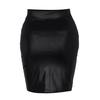 Fashion Women Black Cross Open Fork  Short Casual Faux Leather Mini Skirt