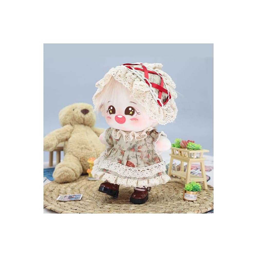 AXLUCE Plush Doll Shoes 20cm Brown Leather Footwear