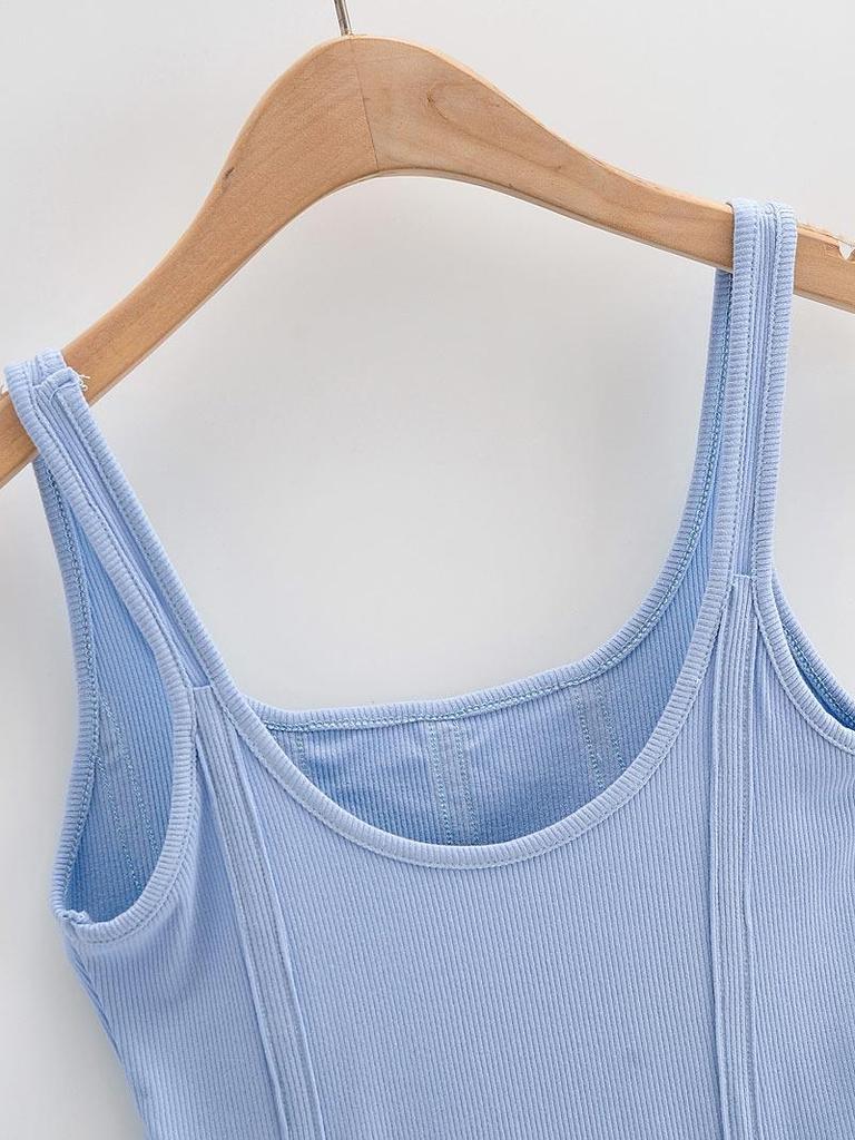 Fishbone Thread Safari-Stil-Weste, unregelmäßiges Hemd mit Hakenboden für Frauen, quadratischer Ausschnitt, sexy, ärmellose Tops