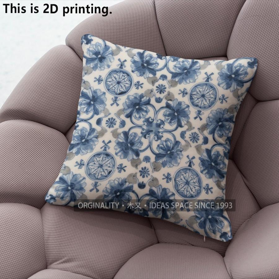 Blue Vintage Floral Pillow Covers Pattern Cushion Cover Suitable for Sofa Bedroom Car Pillow Cover