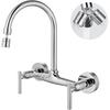 Airuida Wall Mount Kitchen Sink Faucet Wall Mounted Kitchen Faucets 8 Inch Center Double Handles 360 Degree Swivel Spout Restaurant Utility Laundry