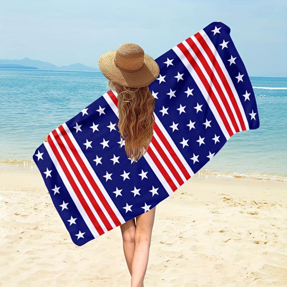 

1pc Usa Flag Beach Towel 2D Printed Quick Dry Towel for Beach Pool Swimming Travel Camping Soft Absorbent Towel for Summer Gift W30*H60(CM)